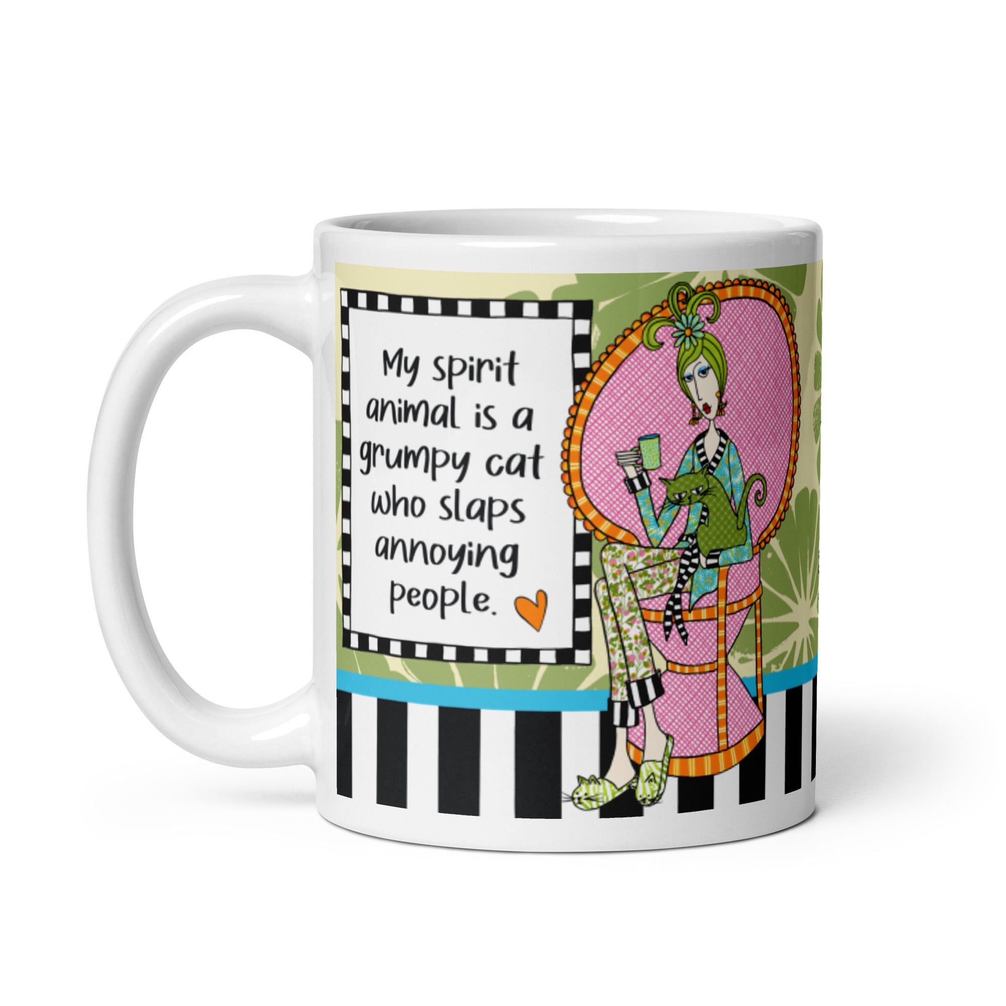 Funny Grumpy Cat Coffee Mug – My Spirit Animal Is a Grumpy Cat Who Slaps Annoying People. | Dolly Mama mug