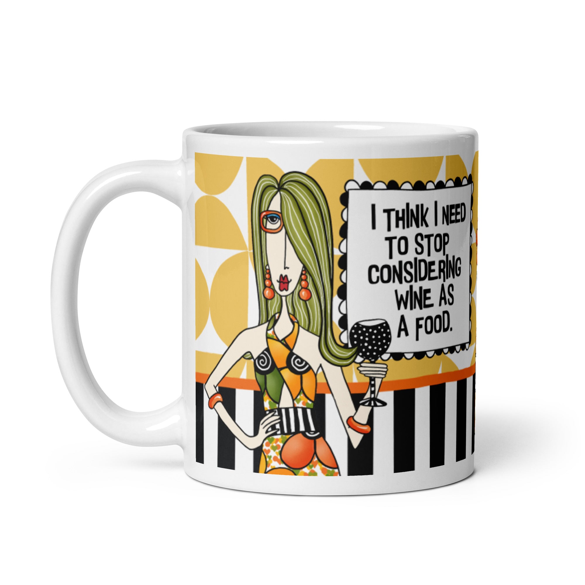 Funny Wine Coffee Mug – I Think I Need to Stop Considering Wine as a Food.”| Dolly Mama mug