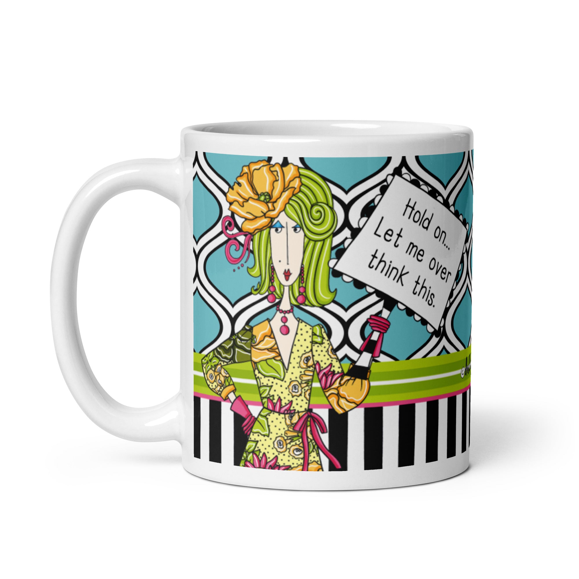 Funny Overthinker Coffee Mug – Hold On… Let Me Overthink This. | Dolly Mama mug