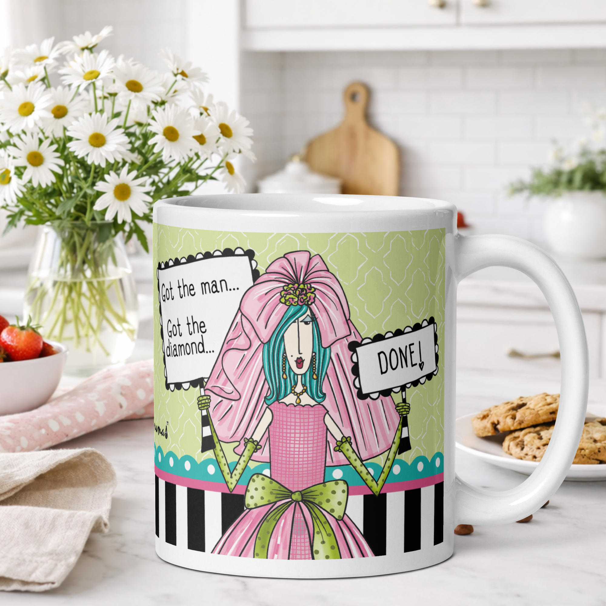 Funny Bride Coffee Mug – “Got the Man, Got the Diamond. Done.” | Dolly Mama