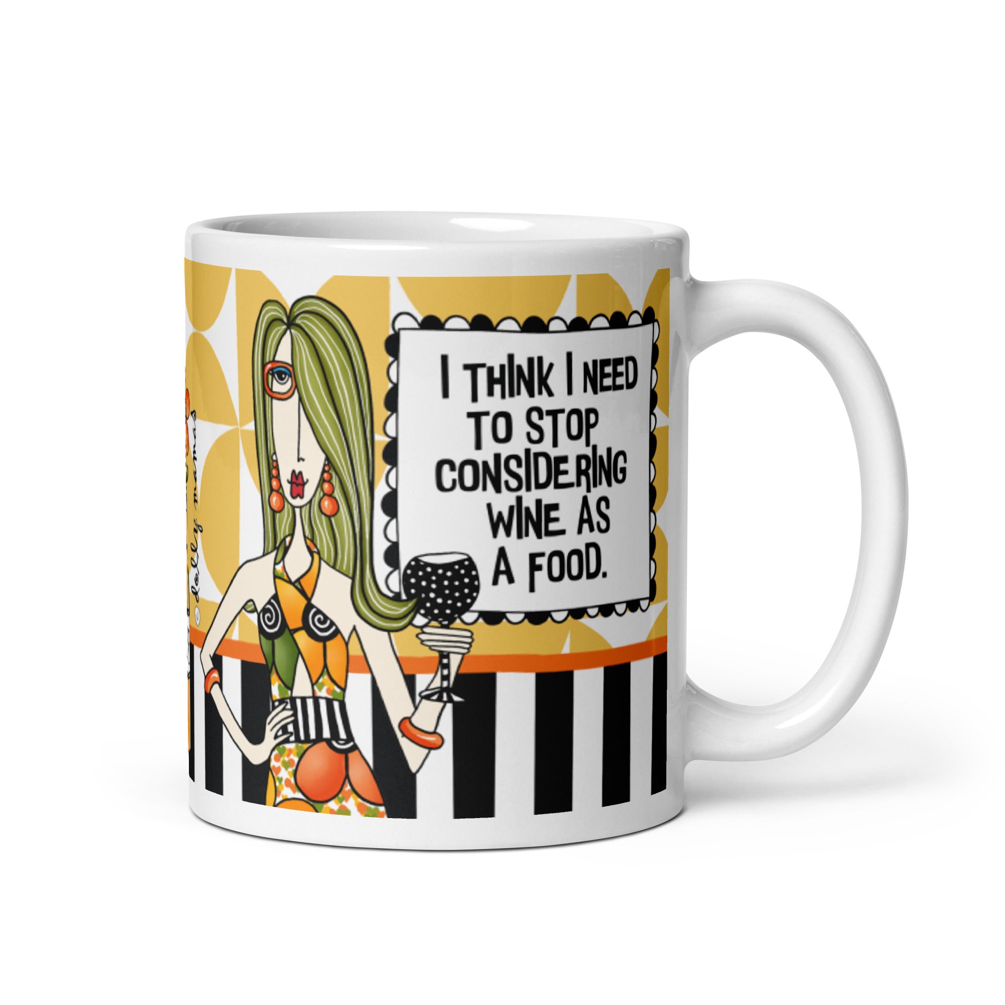 Funny Wine Coffee Mug – I Think I Need to Stop Considering Wine as a Food.”| Dolly Mama mug