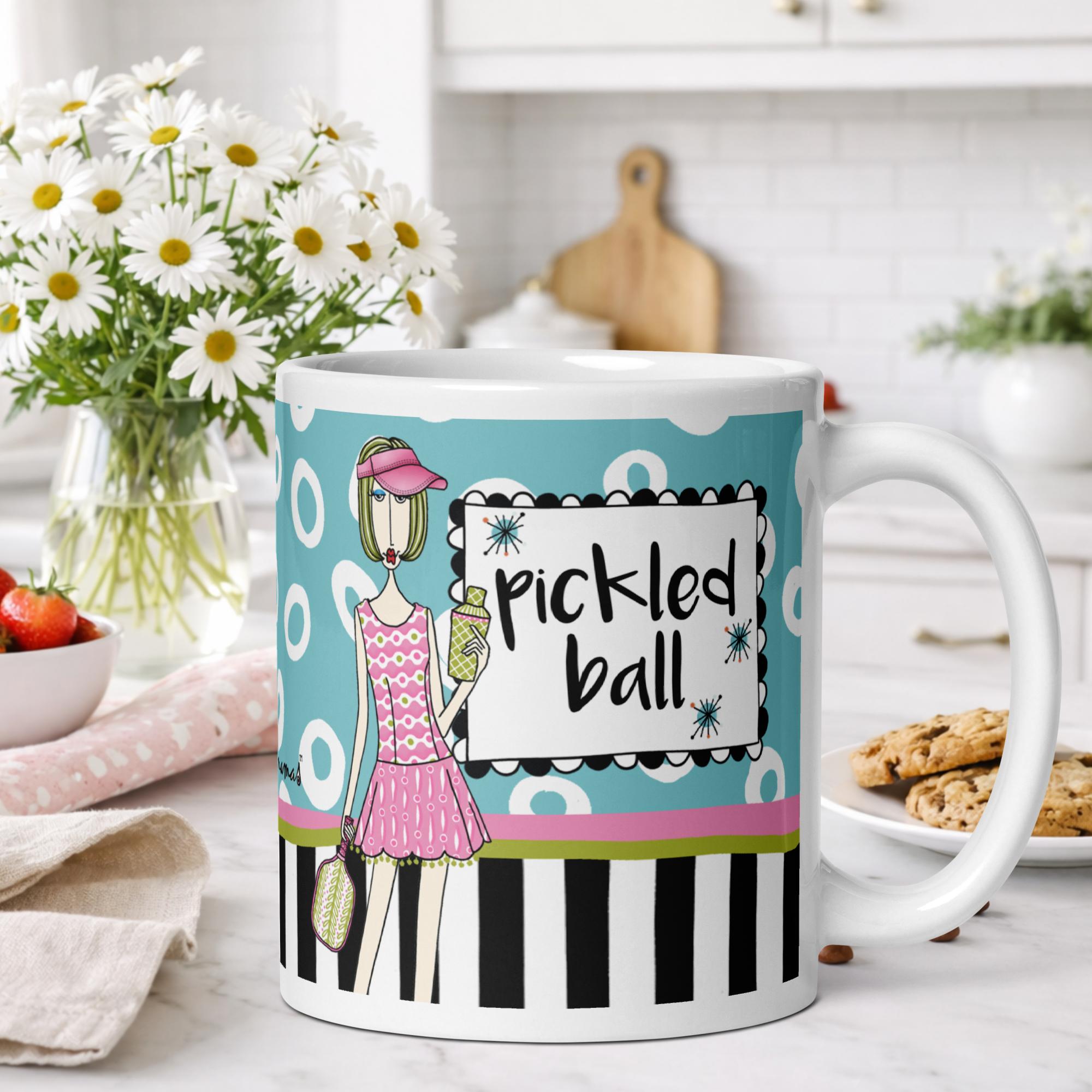 Funny pickleball coffee mug for women - pickled ball humor gift - Dolly Mamas by Joey
